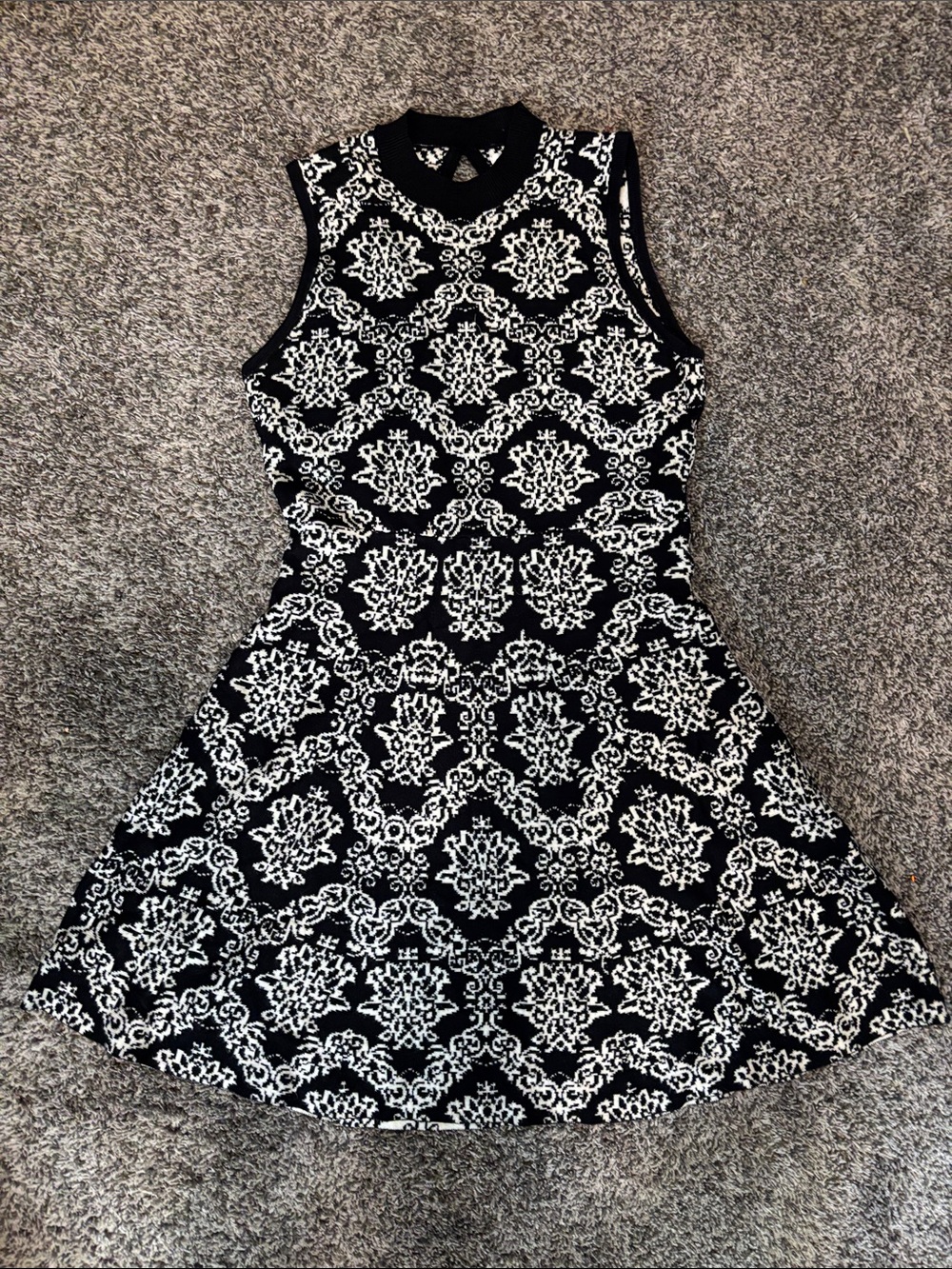 Xhilaration Black and White Sleeveless Fit-and-Flare Midi Dress